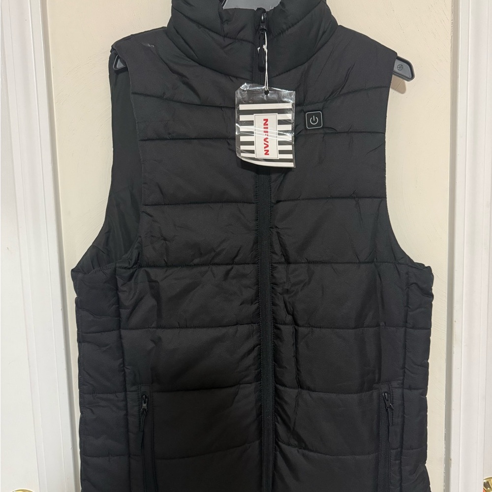 Black Puffer Vest with Built-in Heater